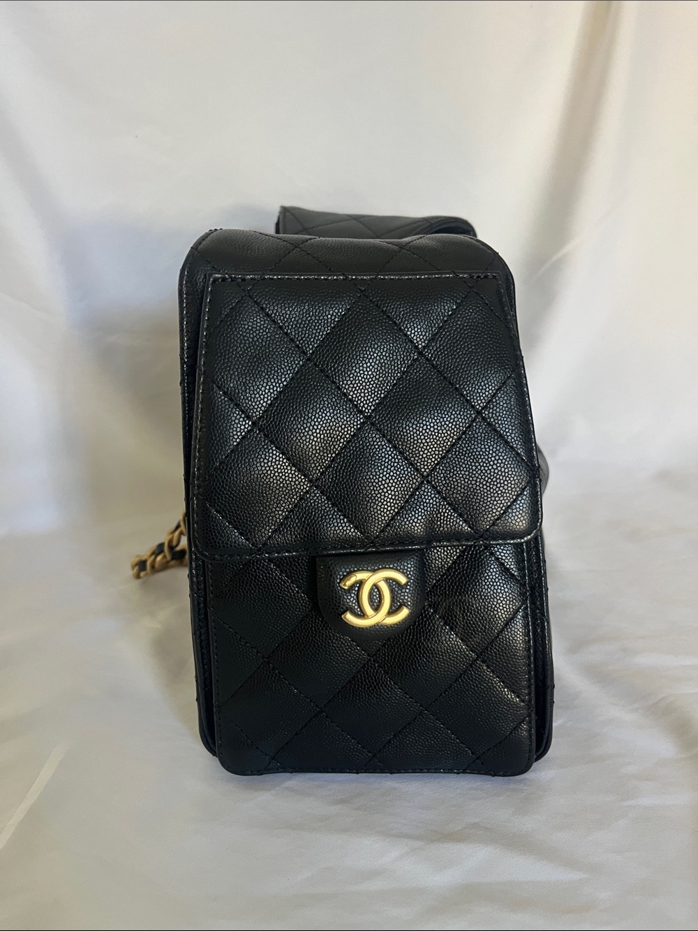 CHANEL Quilted Caviar Small 25 Bag Black Gold Hardware Like New - Picture 4 of 8